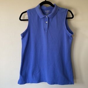 L.l. Bean sleeveless collared cotton blue top